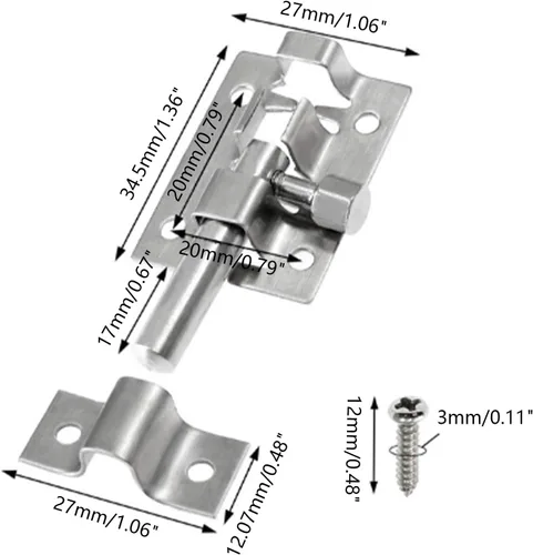 Miniatura 2 de 10 pernos de barril de 1.378 in/1.4 pulgadas, acero inoxidable de seguridad interior exterior puerta puerta cerradura corredera barril perno