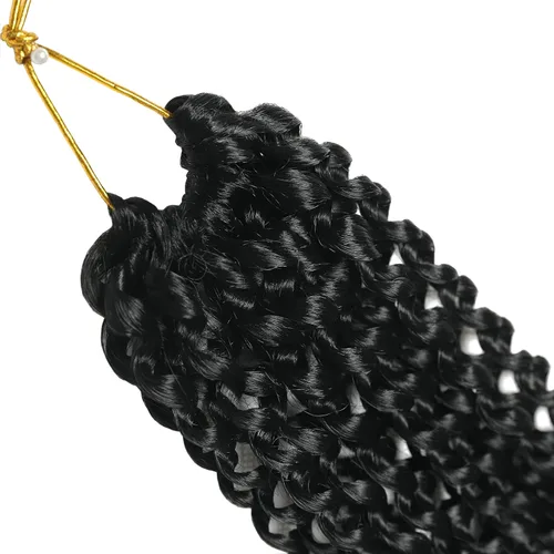 Miniatura 6 de Paquete de 7 paquetes de cabello Passion Twist de 18 pulgadas, cabello ondulado de ganchillo previamente enrollado, trenzas bohemias para mujeres