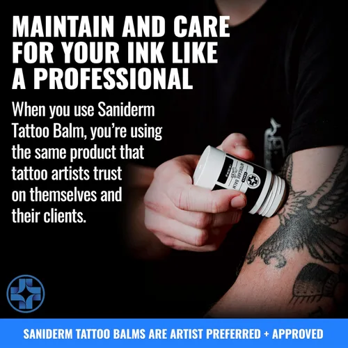Miniatura 3 de Saniderm Original Tattoo Aftercare Balm – Grande (2.2 oz) – Sin petróleo – Hidratante natural para tatuajes sin fragancia, hecho con manteca