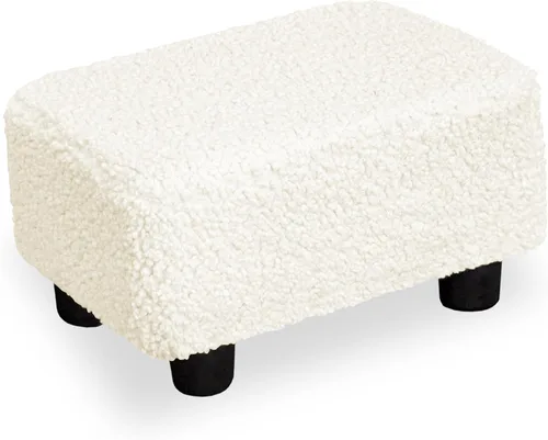 Miniatura 11 de CAROLMADE Taburete Pequeño Otomana Reposapiés con Patas Bajo el Escritorio Reposapiés para Sala de Estar, Dormitorio y Oficina, Negro