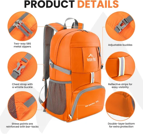 Miniatura 8 de Venture Pal 35L Mochila ultra ligera, plegable, para viajes, camping, senderismo, deportes al aire libre