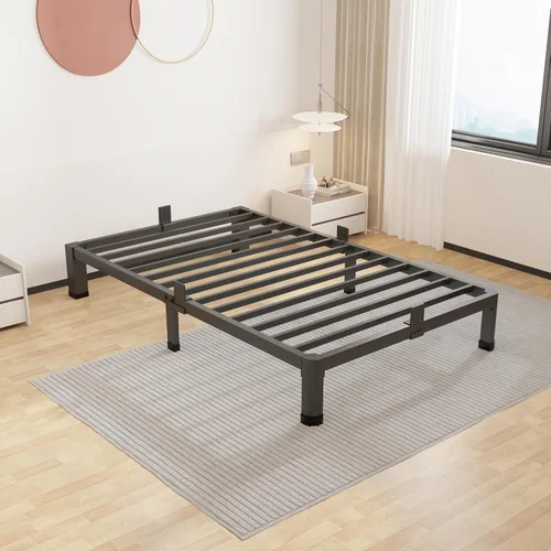 Miniatura 23 de ROIL Base de cama de 18 pulgadas tamaño matrimonial con esquinas redondeadas y agujeros para cabecero con sujetadores de colchón, listones de acero