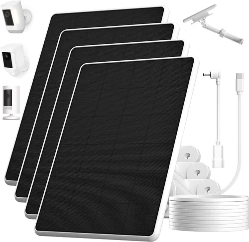 Miniatura 9 de Panel Solar de 6W para Ring Spotlight Cam Battery y Stick Up Cam Battery, Cargador Solar de Alta Eficiencia con Soporte Retráctil Ajustable de 360°