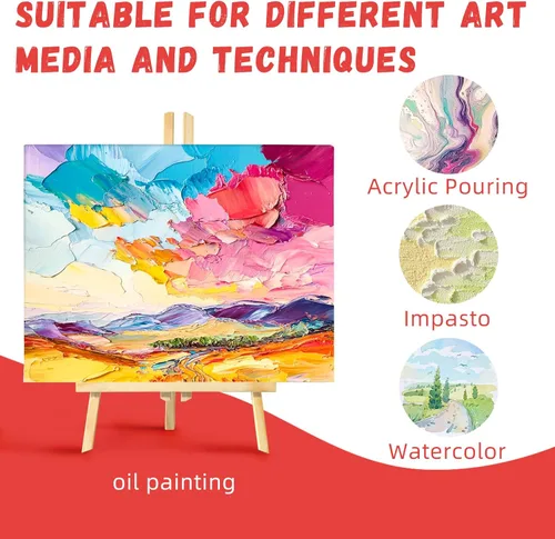 Miniatura 6 de Simetufy Paquete de 24 Tableros de Lienzo Grandes de 12 x 16 Pulgadas para Pintar - Paneles de Lienzo de Algodón 100% Imprimados con Gesso Libres
