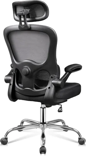 Miniatura 8 de DEVAISE Silla de escritorio ergonómica de malla, soporte lumbar ajustable separado, cojín grande, reposabrazos abatibles, inclinación oscilante