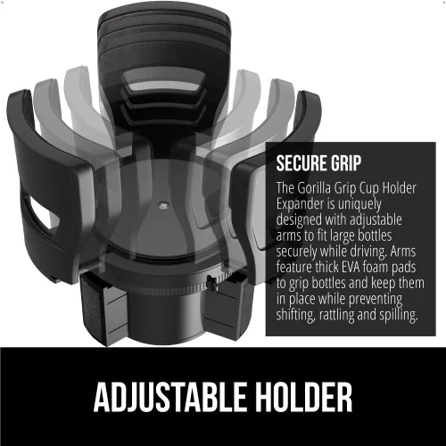 Miniatura 3 de GORILLA GRIP En Espera de Patente Expansor de Portavasos para Coche, Mantiene Tazas Grandes de Bebidas Seguras, Expande para Ajustarse a Yeti, Negro