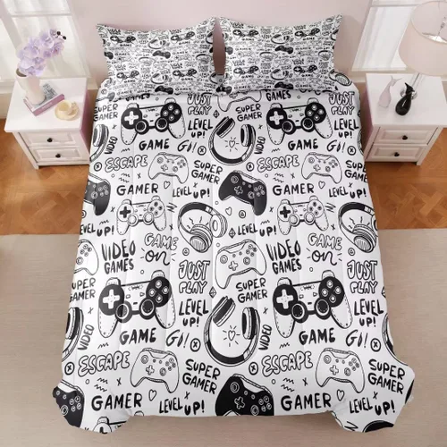 Miniatura 2 de Edredón Gaming para Niños Adolescentes, Juegos de Ropa de Cama Twin de Juegos, Juego de Edredón para Niños Gamers, Juego de Cama de Videojuegos