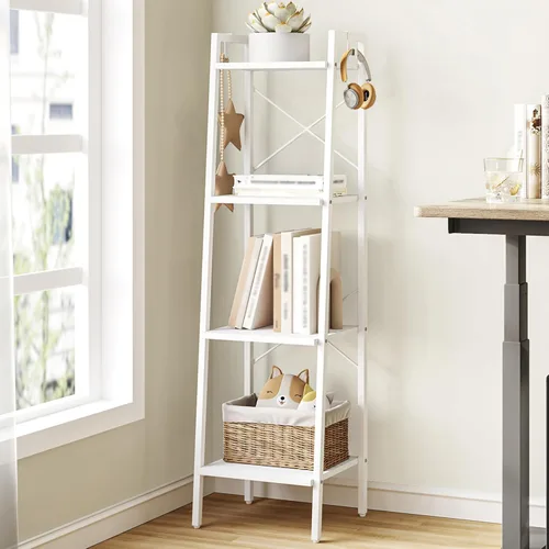 Miniatura 33 de Hzuaneri - Estantería escalera, estantería con soporte para libros, estante de almacenamiento de esquina independiente con 2 ganchos para oficina