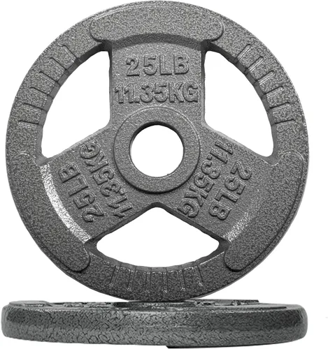 Miniatura 11 de Fitvids 2 Inch Olympic Barbell Weight Plates, 2.5 LB to 45 LB Plates for Home Gym Strength Training, Triple-handle Design