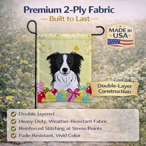 Miniatura 5 de Caroline's Treasures BB1923GF Bandera decorativa para jardín con diseño de Border Collie, para caza de huevos de Pascua, para jardín, jardín, patio