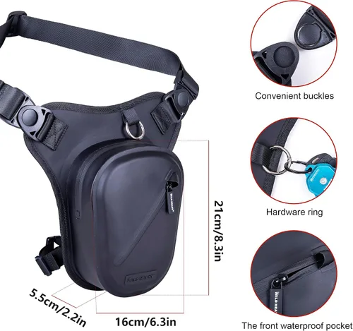 Miniatura 3 de WILD HEART Bolsa de muslo impermeable para motocicleta, versátil pecho/pierna/herramienta/hombro/mensajero/bolsa de cintura TPU con cuerda