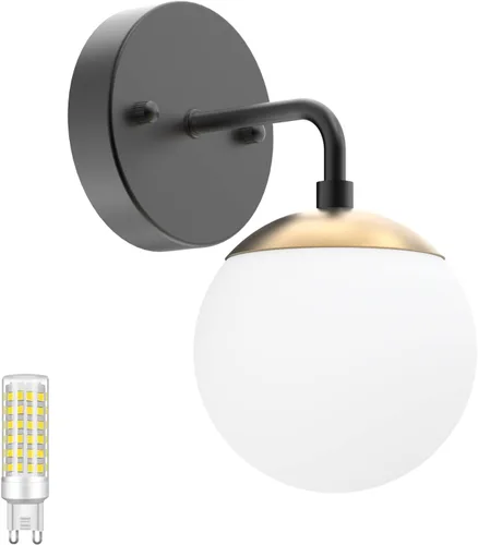 Miniatura 18 de Tipace Aplique de pared dorado 1 luz, aplique de pared globo moderno de mediados de siglo, lámpara de pared dorada para restaurante, sala de estar