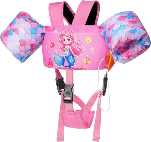 Miniatura 15 de Moko Banda de natación para niños de 20-30-50 libras, bonito chaleco de natación de dibujos animados para niños pequeños, flotadores de piscina