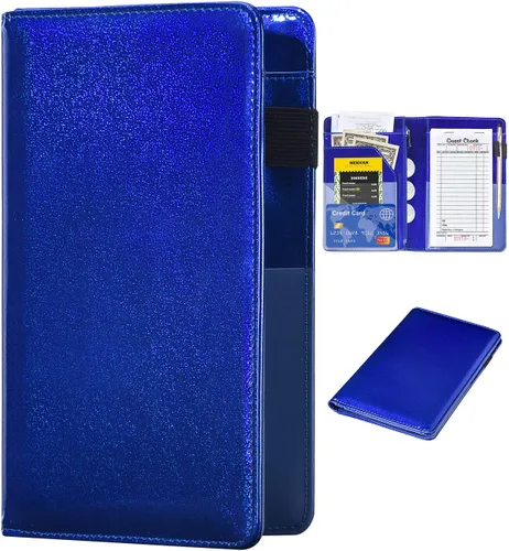 Miniatura 14 de Libreta organizadora para camarera Book&Waitstaff; de piel con brillos y cartera y bolsillo con cierre; lindo organizador con bolsillo para monedas
