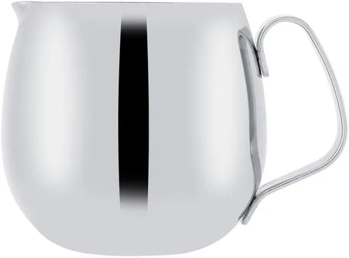 Jarra de espuma de leche, jarra gruesa de acero inoxidable para café con leche, taza de espuma de café, jarra de leche plateada (10.1 fl oz)