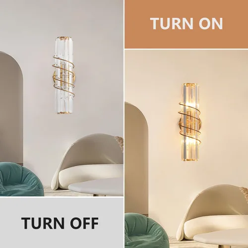 Miniatura 4 de Aplique de pared de cristal con 2 luces de latón vintage de mediados de siglo, iluminación de pared de latón dorado para interiores, lámpara