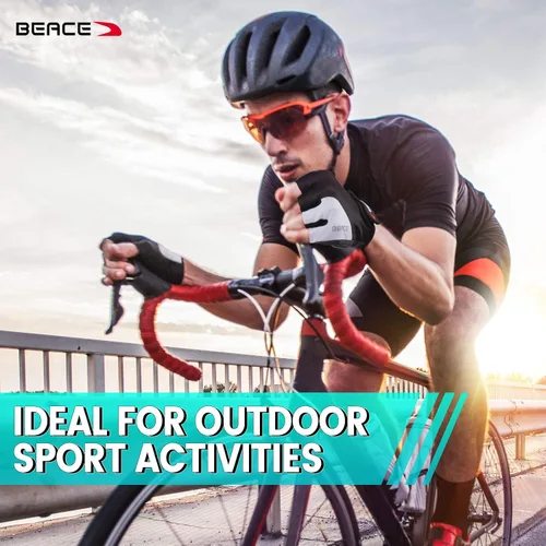 Miniatura 2 de BEACE Guantes para ciclismo, ciclismo, bicicleta de carretera de medio dedo para hombres y mujeres, 0.197 in, transpirable, antideslizante