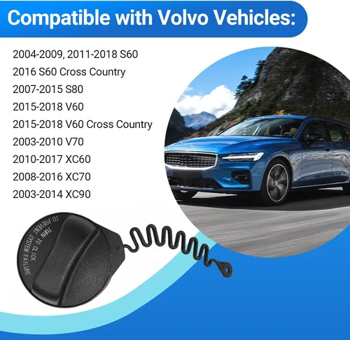 Miniatura 2 de Tapa de llenado de gasolina para tanque de combustible para Volvo S60 Cross Country S80 V60 Cross Country V70 XC60 XC70 XC90 Reemplazar 31392044 313