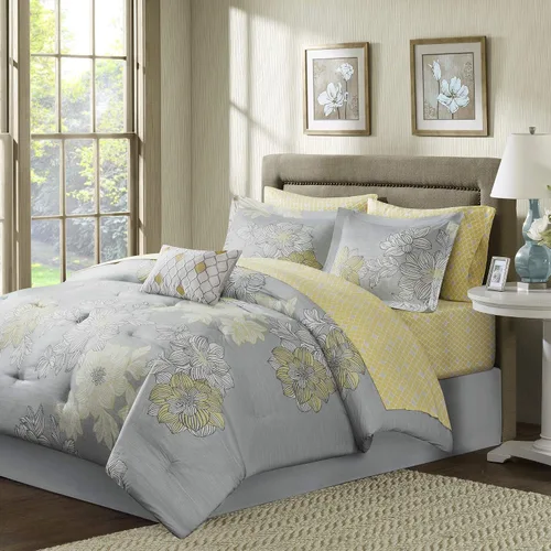 Miniatura 13 de Madison Park Essentials Cómodo edredón de cama en una bolsa con juego completo de sábanas de algodón - Diseño floral moderno para todas