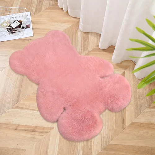 Miniatura 23 de Alfombra de pelo de oveja sintética de 2 pies, suave y esponjosa, bonita alfombra de felpa para guardería, habitación de niños y niñas, decoración
