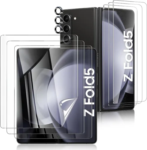 Fotbor Paquete de 3 + 3 + 3 protectores de pantalla para Samsung Galaxy Z Fold 5, película flexible de pantalla interior + protector de pantalla