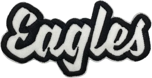 Miniatura 17 de (2 x 4 pulgadas) Eagles, espíritu de equipo, bordado, parche para planchar (sarga blanca/contorno verde)