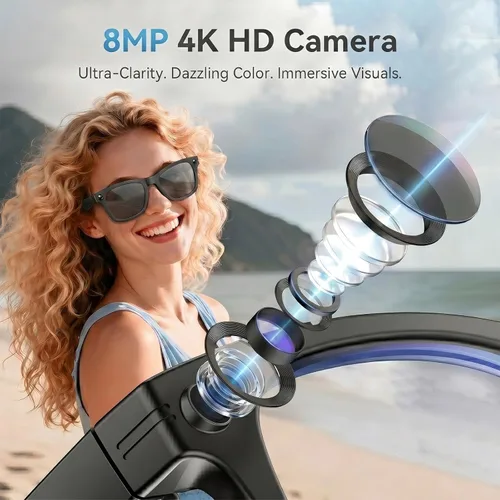 Miniatura 2 de AI Smart Glasses with Camera and Bluetooth,8MP 2K HD Camera Glasses,AI Voice Control,AI Photo Recognition and Translation,Smart Anti-Blue Light