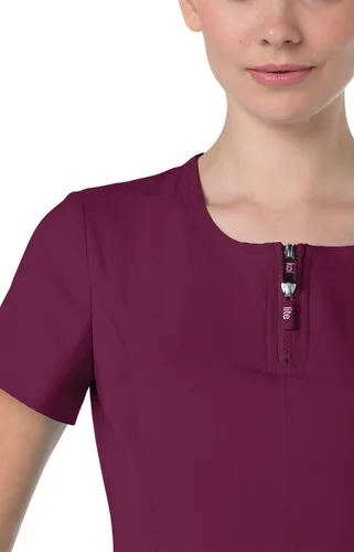 Miniatura 3 de KOI Lite Serenity - Camisa médica con cuello con cremallera de 4 bolsillos para mujer