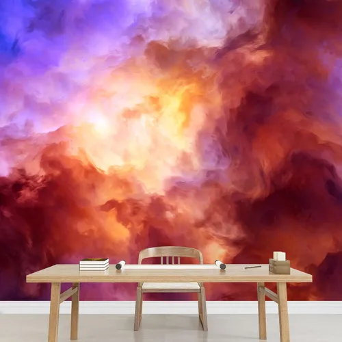 Miniatura 3 de wall26 - Surreal, nubes de tormenta que sombrean desde morados oscuros y rojos hasta naranjas y amarillos - Mural de pared extraíble Papel tapiz
