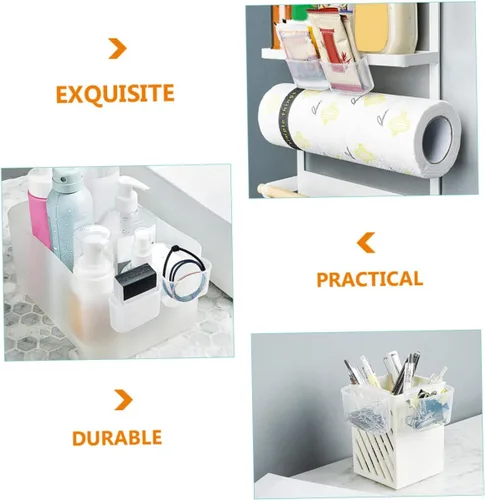 Miniatura 3 de BESTonZON Caja de 4 piezas para refrigerador de puerta lateral, caja de almacenamiento de escritorio, organizador de congelador, mini contenedores