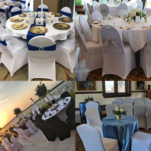Miniatura 7 de LZY 6 piezas Fundas de Silla de Spandex Elásticas Fundas Deslizables para Fiestas de Boda, Fundas de Decoración de Sillas de Comedor y Banquete Negro