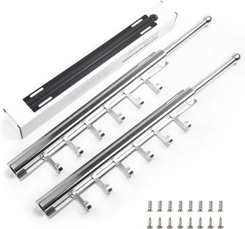 Miniatura 10 de BaiNong Barra de valet de 12 pulgadas para armarios Barra de valet extraíble para armario Deslizante en negro Barra de colgar extraíble para ropa