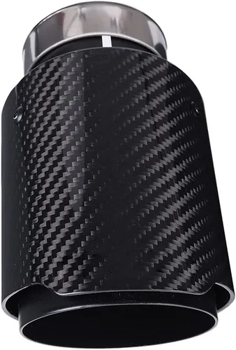 Miniatura 3 de CARMON Puntas de silenciador de tubo de escape de fibra de carbono de sarga real con acero inoxidable 304 pintado en negro
