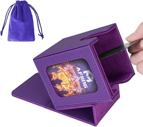 Miniatura 13 de AFIING MTG Caja de Mazo para Commander Display, Caja de Cartas que Cabe 100 Cartas con Doble Funda, Caja de Almacenamiento Magic Commander TCG con 2