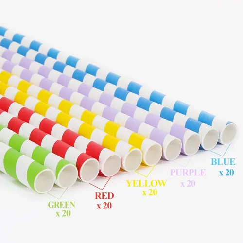 Miniatura 4 de Paquete de 100 popotes de papel extra anchos, batidos de papel Boba, pajitas biodegradables de 0.394 pulgadas de ancho para té de burbujas