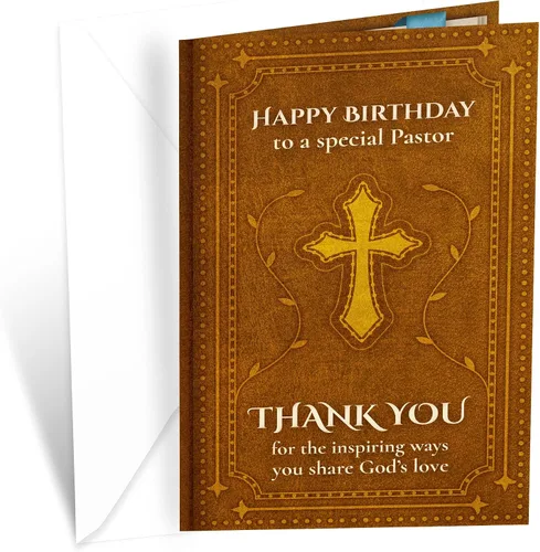 Tarjeta de cumpleaños religiosa de Prime Greetings para pastor, fabricada en Estados Unidos, ecológica, cartulina gruesa con sobre premium de 5 x