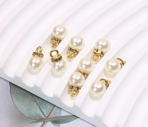 Miniatura 3 de Tupalizy 100 cuentas de perlas de 0.315 pulgadas con diamantes de imitación para hacer joyas, aretes, pulseras, collares, llavero, accesorios