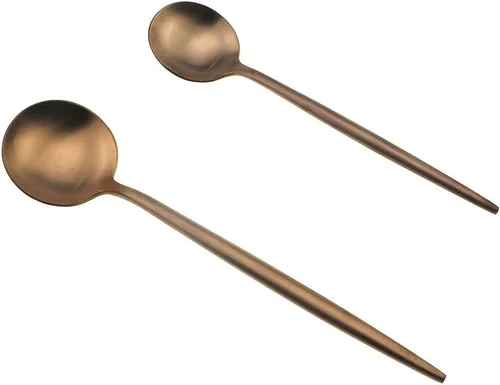 Miniatura 5 de JASHII Juego de cubiertos de acero inoxidable 18/10 de 20 piezas, color oro rosa mate, tenedor, tenedor de ensalada, cuchara de postre, servicio