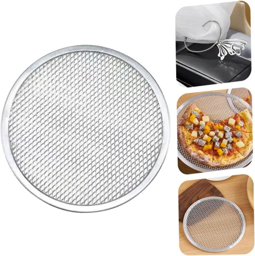 Miniatura 6 de Bandeja de pizza de aluminio para hornear Bandeja de pizza para uso en horno, bandeja sin costuras para pizza casera y hornear
