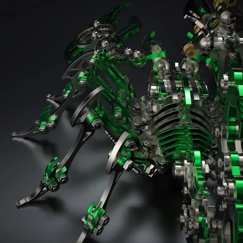 Rompecabezas de metal 3D verde para adultos Scorpion, kit de modelo de metal 3D colorido para construir con herramienta, kits de modelo de