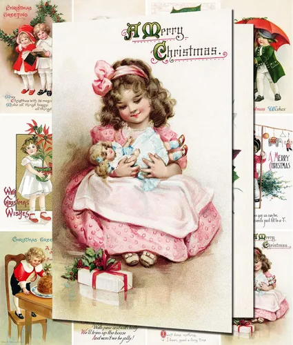 Miniatura 3 de PIXILUV Tarjetas de Navidad con Nieve Navideñas 12 Tarjetas Grandes ~ Navidad Blanca con Familia ~ Tarjetas Postales Navideñas Vintage Reimpresión