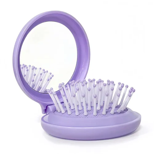 Miniatura 13 de Cepillo de pelo con espejo, juego de espejo compacto y mini cepillo de pelo, cepillo plegable para mujer, regalos para mujer, verde