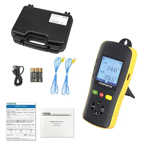 Miniatura 5 de Tzone Termómetro de datos de termopar tipo K/T/J Termómetro de doble sonda de mano dual channel temp recorder usb,digital,61440 recordings,auto