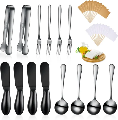 14 piezas de accesorios para tabla de embutidos, juego de cuchillos para untar queso, utensilios de embutidos de acero inoxidable, cuchillos
