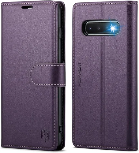FLIPALM Funda tipo cartera para Samsung Galaxy S10+/S10 Plus de 6.4 pulgadas, con bloqueo RFID, tarjetero de crédito, de piel sintética, función