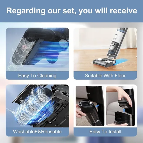 Miniatura 5 de Nukisa Piezas de trapeador de vacío compatibles con cepillo de rodillo Tineco, adecuado con ifloor 3 Series, Floor One S3 Series, Ifloor 5 Breeze