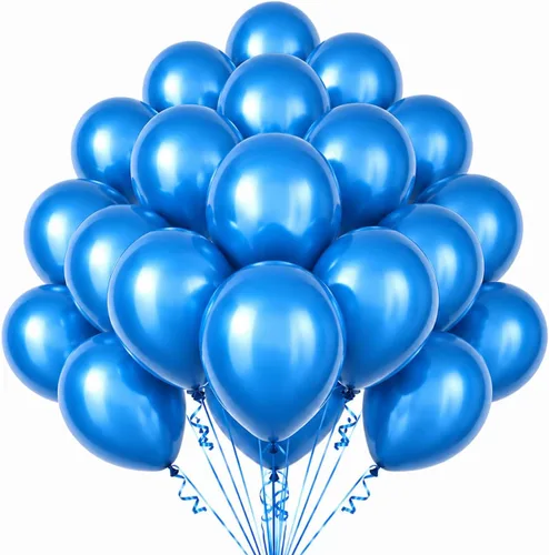 Miniatura 7 de 100 globos pequeños de color azul metálico de 5 pulgadas, cromados, mini globos brillantes de helio para decoraciones de fiestas A3-azul