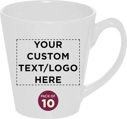 Miniatura 10 de DISCOUNT PROMOS Taza de café con leche de cerámica brillante personalizada de 12 onzas, juego de 10/50/100 unidades personalizadas, paquete a
