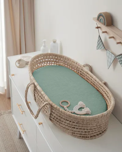 Miniatura 149 de Blissful Diary Sábanas de muselina para cuna para niñas, sábana de bebé de algodón suave bohemio para colchón de cuna estándar de 52 x 28 pulgadas