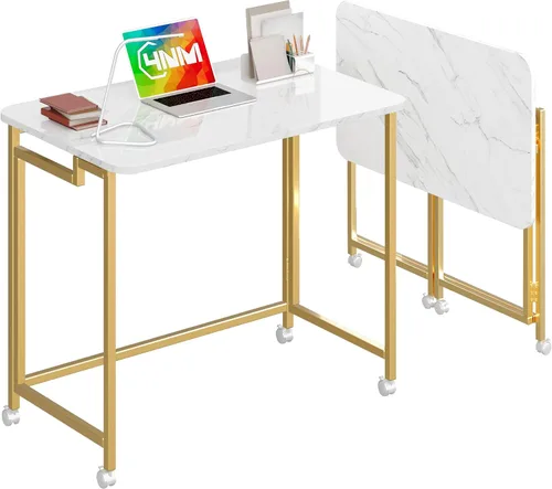 Miniatura 9 de 4NM Escritorio de computadora rodante móvil pequeño de 23.6", mesa carrito plegable para laptop con ruedas, escritorio de oficina portátil para Todo